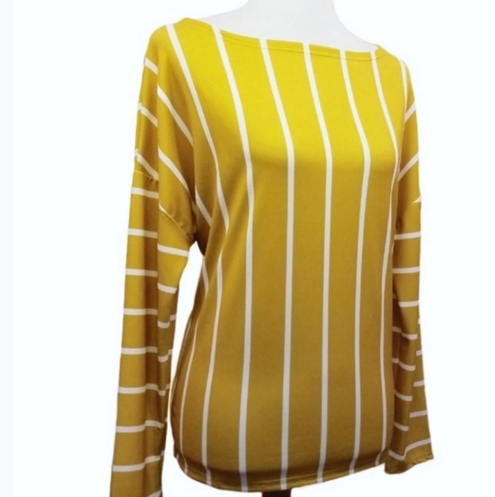 Boatneck Blouse Yellow Pencil Striped